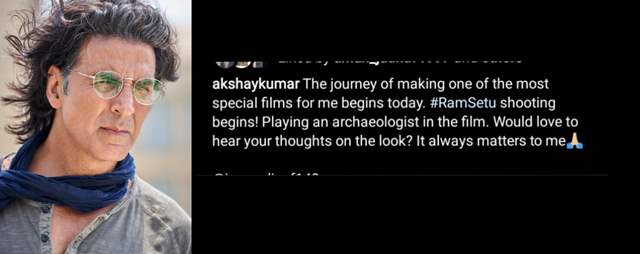 Akshay Kumar's first look from Ram Setu captioned it asking for audiences thought on the same