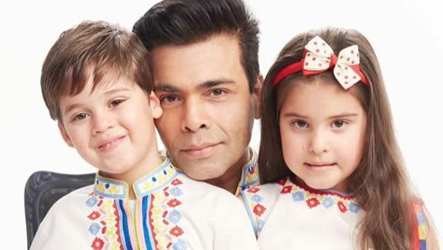 Karan Johar with kids Yash and Roohi