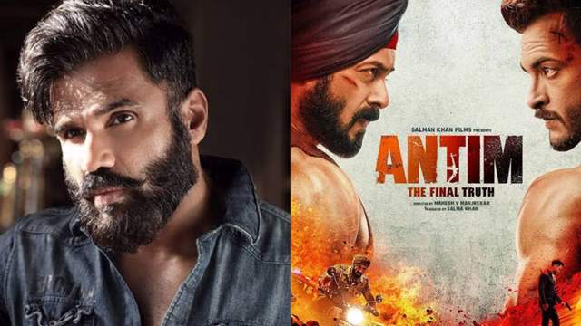 Suneil Shetty and Poster of Antim