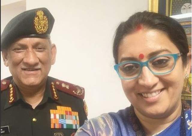 CDS Gen Bipin Rawat and Smriti Irani