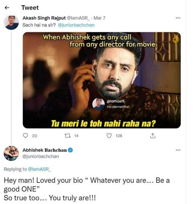 Abhishek Bachchan's reply to troll
