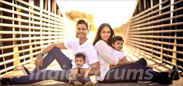 Aditya Rai with his wife and sons