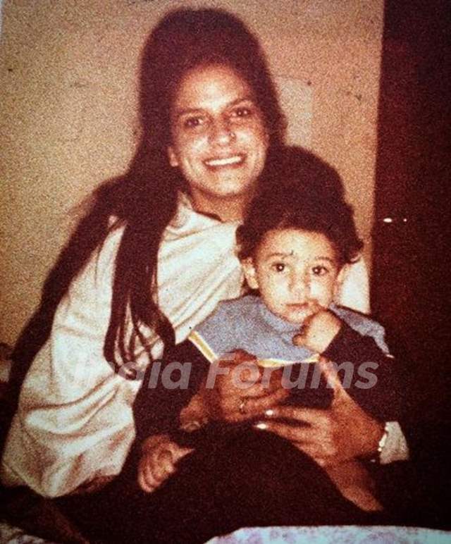 Arjun Mathur (childhood) with his mother