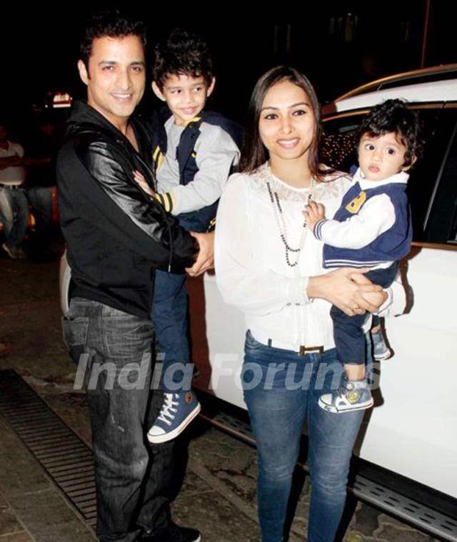 Ganesh Hegde with his wife and children