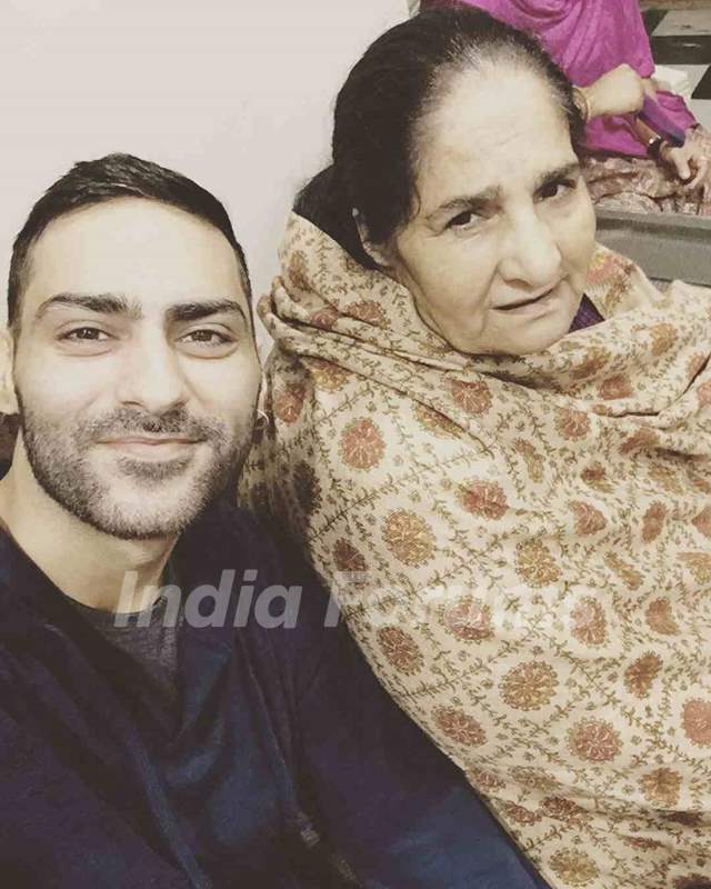 Navi Bhangu with his mother 