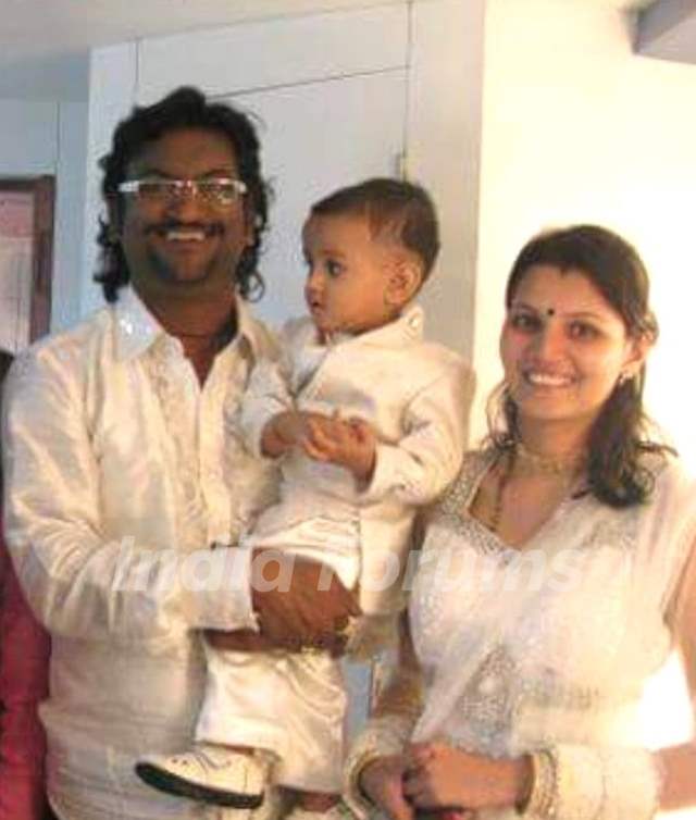 Ajay Gogavale with his wife and son