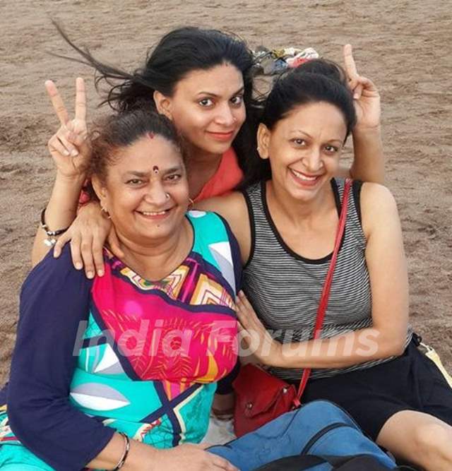 Alka Mogha with her mother and sister