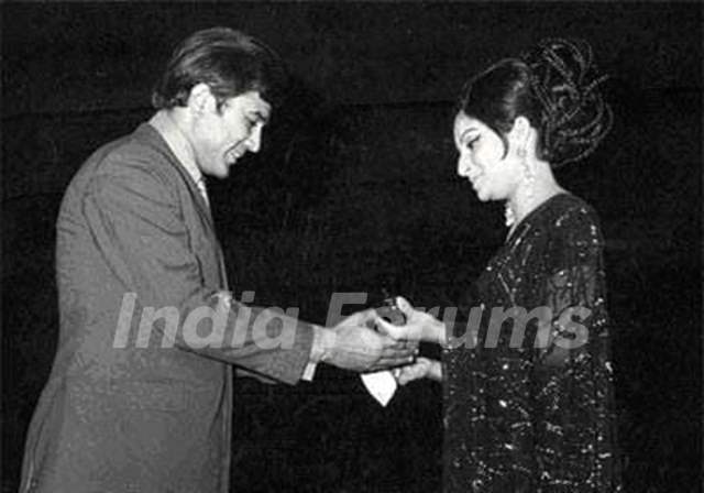 Sharmila Tagore receiving Filmfare Award