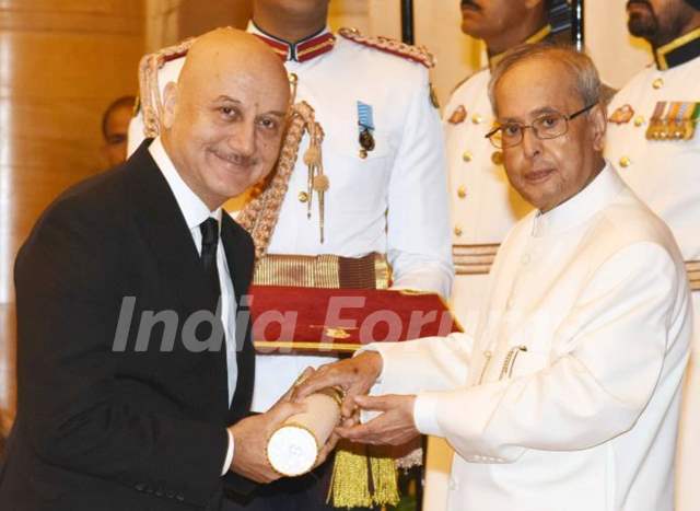 Anupam Kher Receiving Padma Bhushan Award