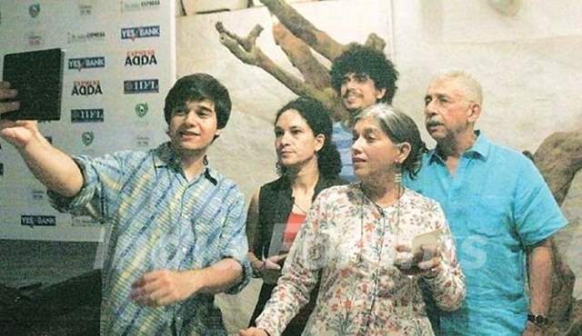 Ratna Pathak with her husband and children