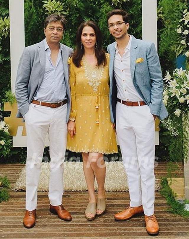 Anita Dongre with her husband and son