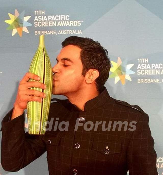 Rajkummar Rao With His Asia Pacific Screen Award - Best Performance by an Actor