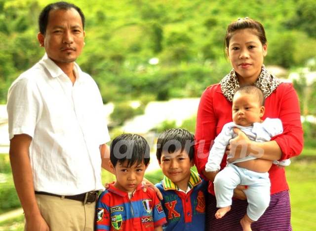 Mary Kom with husband and sons