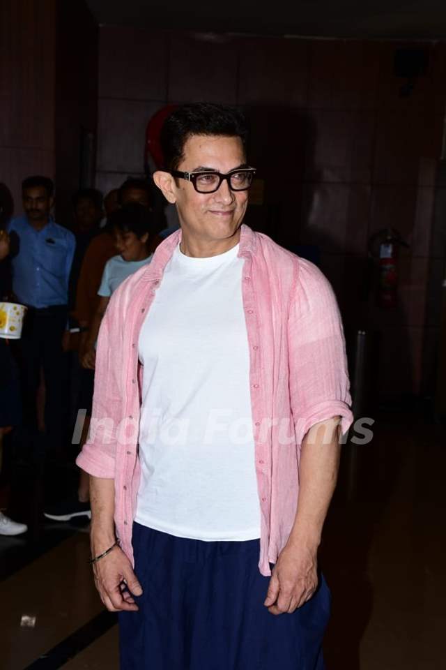 Aamir Khan spotted at the laal Singh Chaddha trailer preview in Mumbai 