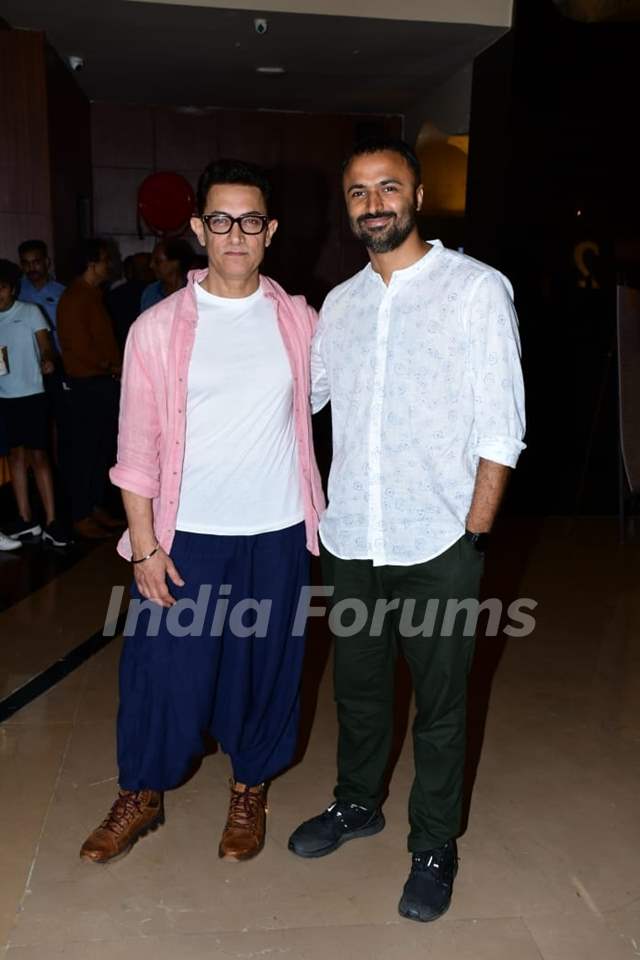 Aamir Khan and Advait Chandan spotted at the laal Singh Chaddha trailer preview in Mumbai 