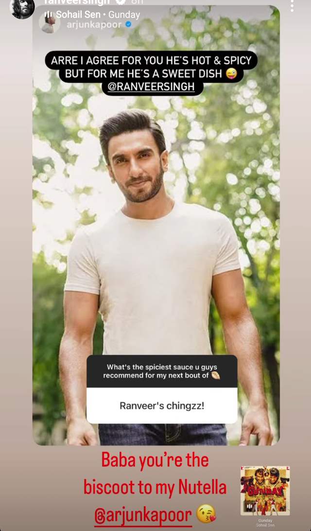 Ranveer Singh's Instagram story
