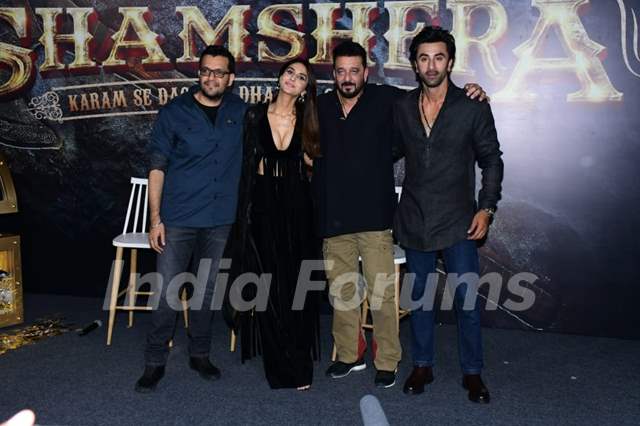 Ranbir Kapoor, Sanjay Dutt, Vaani Kapoor clicked at the trailer launch of Shamshera