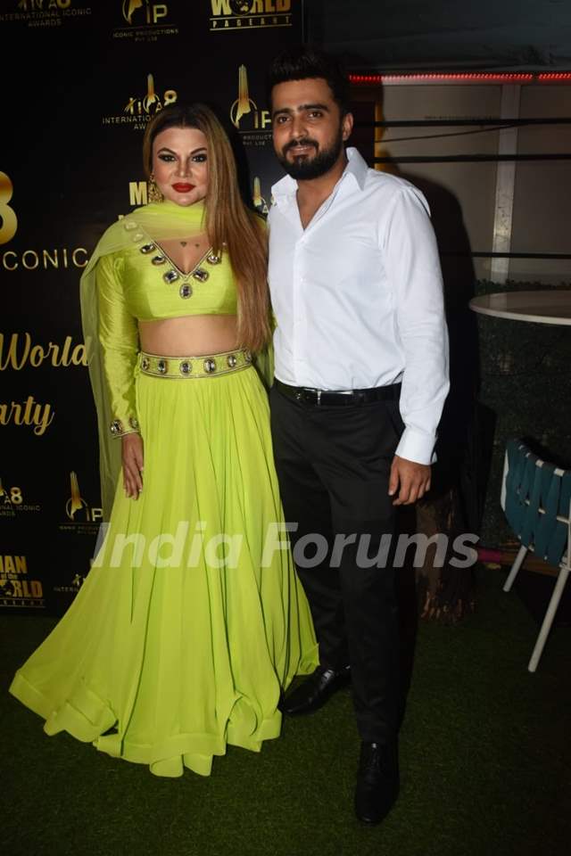 Rakhi Sawant poses with beau Adil Khan spotted at success party of International Iconic Awards 