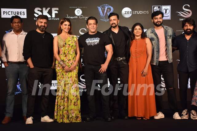 Salman Khan, Kiccha Sudeep, Jacqueline Fernandez, Priya Sudeep, Nirup  Bhandari, Neetha Ashok, Anup Bhandari, attends the press conference of the  film Vikrant Rona Photo