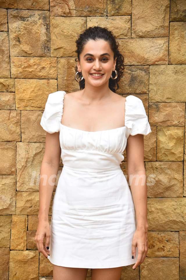 Taapsee Pannu snapped promoting her upcoming film Do Baaraa at JW Marriott in Juhu 