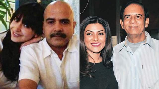 Anushka Sharma and Sushmita Sen with their father 