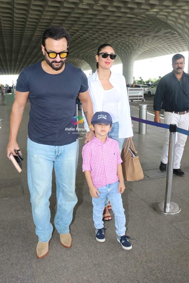 Taimur poses on jeep; Jeh photobombs Kareena, Saif Ali Khan