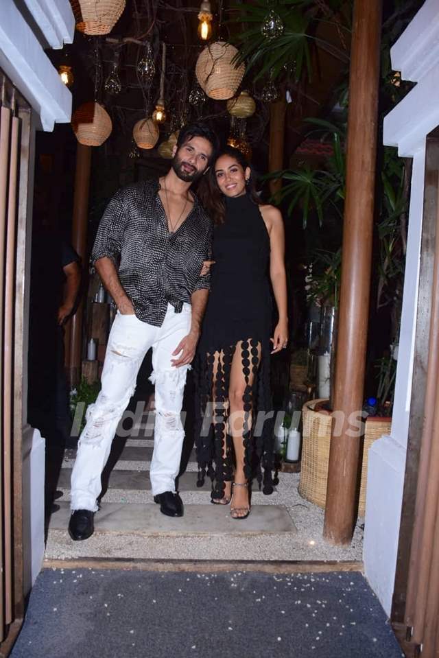 Mira and Shahid step out for Mira’s birthday dinner. Shahid looked handsome in a printed satin shirt and white ripped denims, while Mira Rajput looked sexy in an all black dress