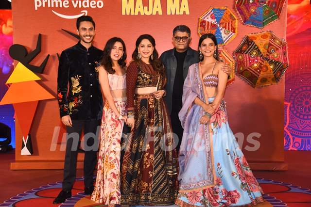 Madhuri Dixit, Gajraj Rao, Ritwik Bhowmik, Barkha Singh and Srishti Srivastava spotted promoting  their upcoming film Maja Ma spotted at trailer launch of film Maja Ma 