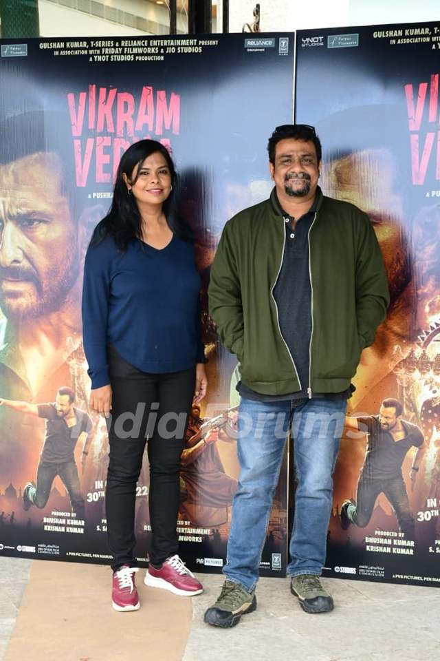 Pushkar and Gayathri spotted promoting Vikram Vedha in the city 