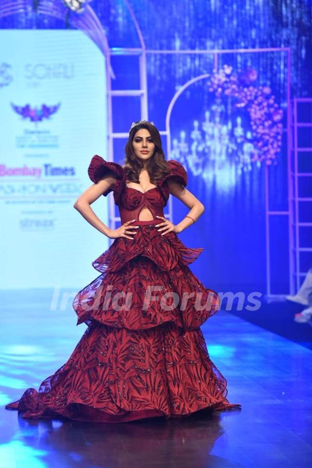Nikki Tamboli looked nothing short of a princess in a ruffled gown at the Bombay Times Fashion Week