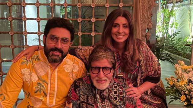 Abhishek, Amitabh and Shweta Bachchan