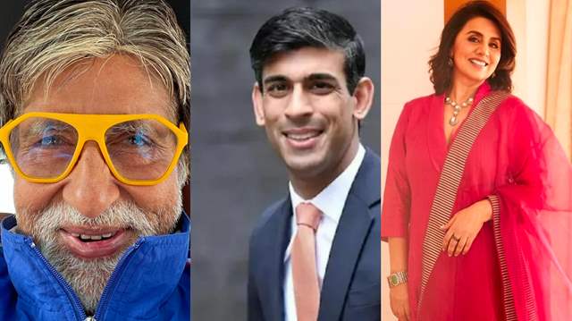 Amitabh Bachchan, Rishi Sunak and Neetu Kapoor 