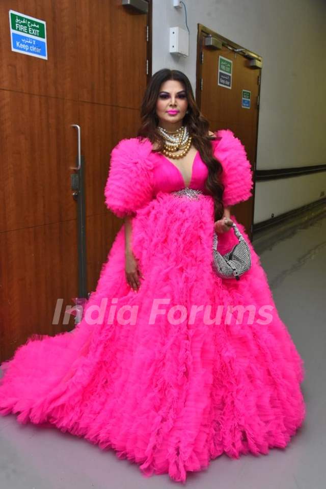 Rakhi Sawant looked gorgeous in a dramatic pink gown at the Filmfare Awards 2022