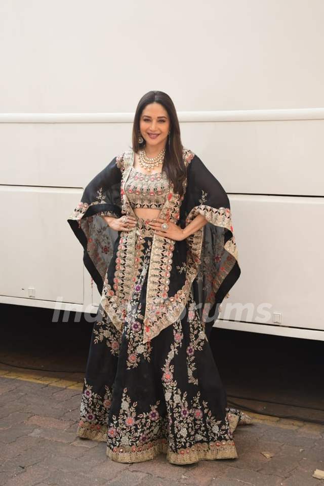 Madhuri Dixit is a beauty to behold in this black floral lehenga