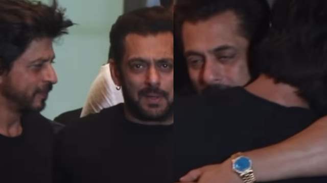 Salman Khan Gives A Tight Hug To Shah Rukh Khan As The Latter Attends Bhaijaans Birthday Bash 