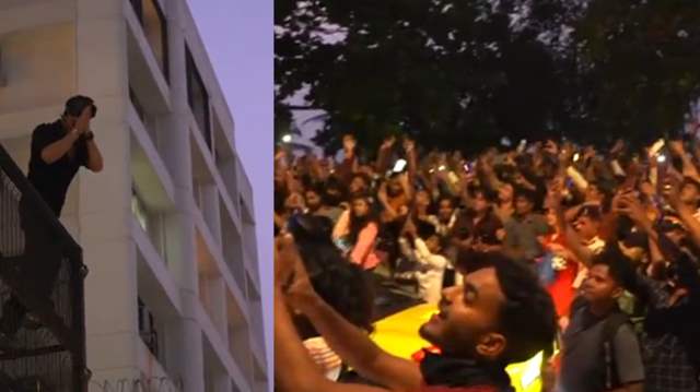 Shah Rukh Khan and fans outside Mannat 