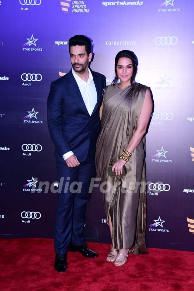 Angad Bedi, Neha Dhupia grace the red carpet of fourth edition of Indian Sports Honours