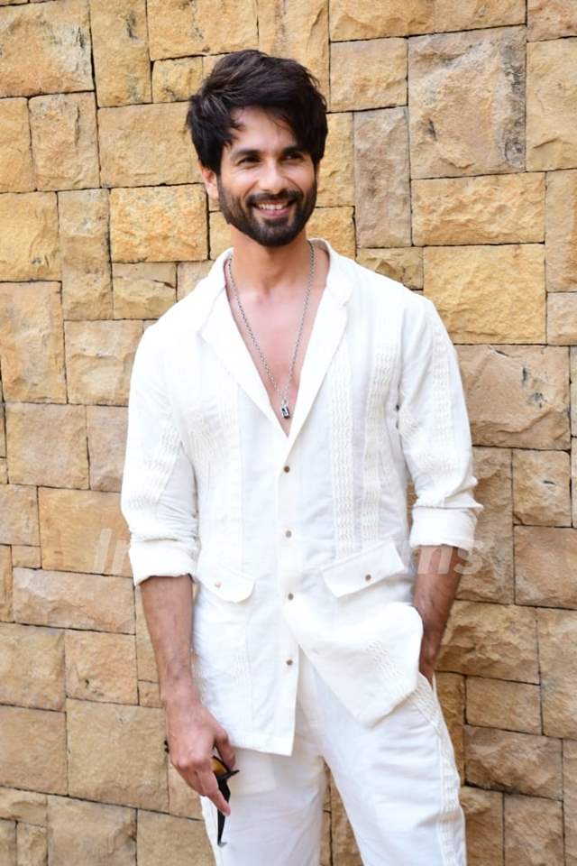 Shahid Kapoor snapped promoting his upcoming film Bloody Daddy 