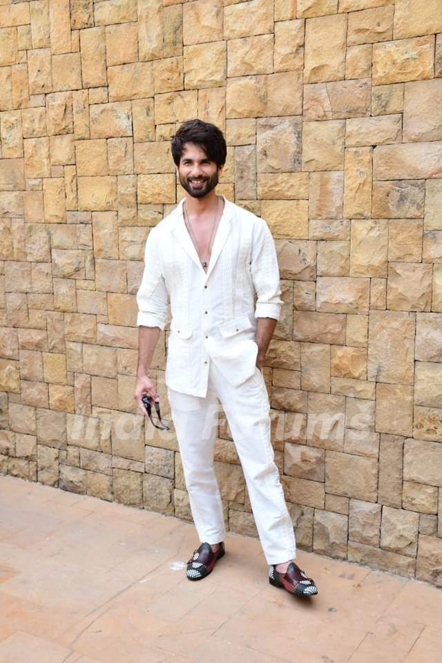 Shahid Kapoor snapped promoting his upcoming film Bloody Daddy 