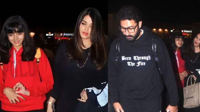 Spotted! Abhishek Bachchan, Aishwarya Rai & Aaradhya at airport