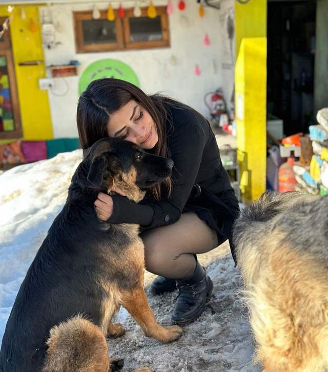 Bhumika Gurung with a dog