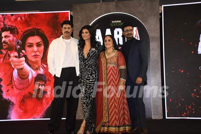 Sushmita Sen Ila Arun Vikas Kumar And Sikandar Kher Snapped At The Trailer Launch Of Aarya 3 Photo