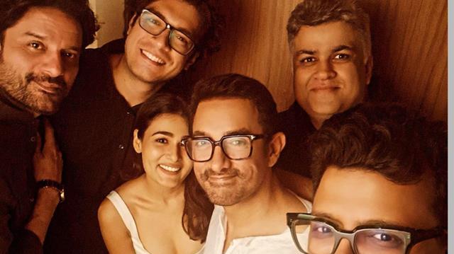 Aamir Khan poses with son