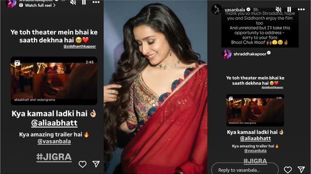 Shraddha Kapoor praises Alia Bhatt's Jigra Teaser Trailer; actress' fans gush over her generous spirit