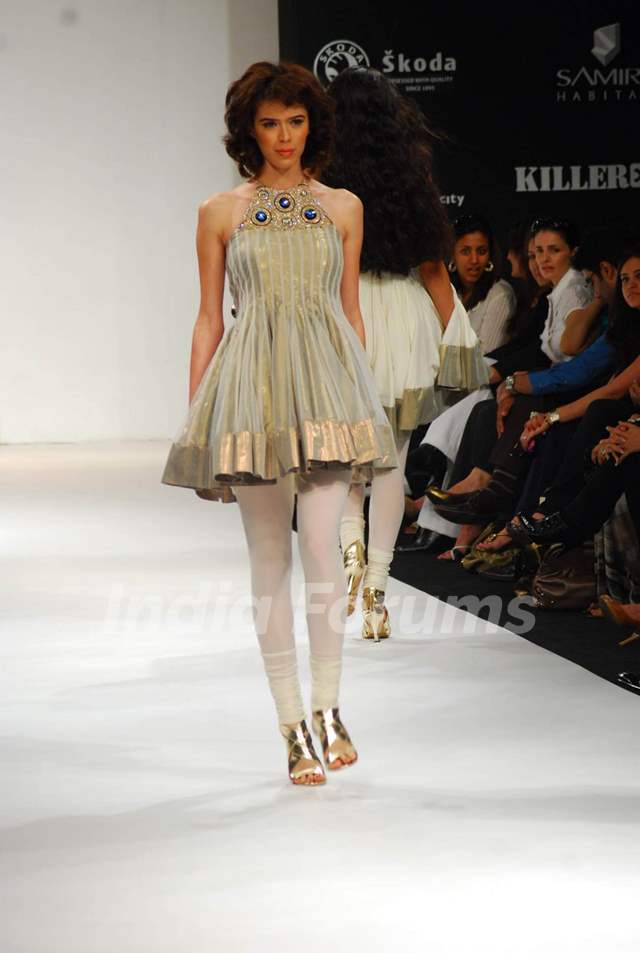 Model walks on the ramp for designer Payal Singhal at Lakme Fashion Week 2010