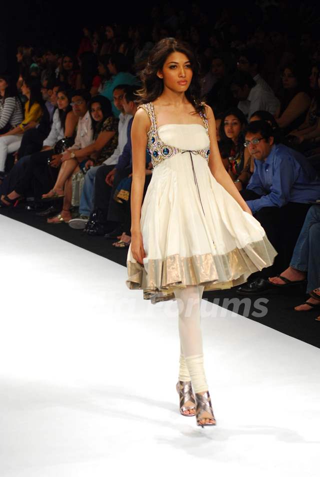 Model walks on the ramp for designer Payal Singhal at Lakme Fashion Week 2010