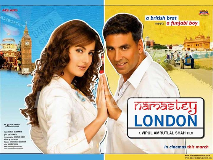 Namastey London Poster introducing akshay and katrina