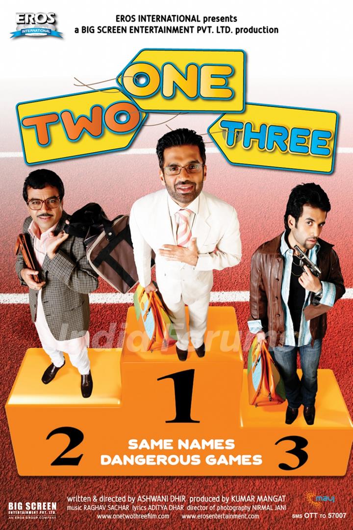 One Two Three poster with Paresh Rawal,Sunil Shetty and Tusshar Kapoor