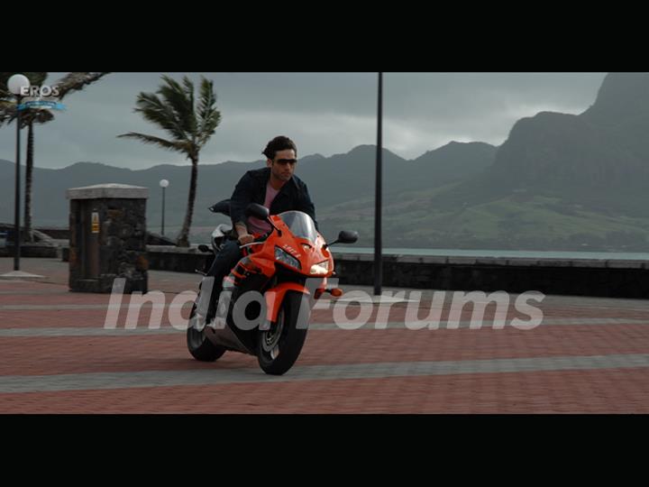 Shiney Ahuja riding a bike