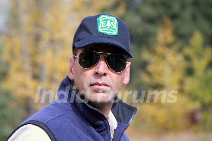 Akshay looking gorgeous in blue cap and jacket